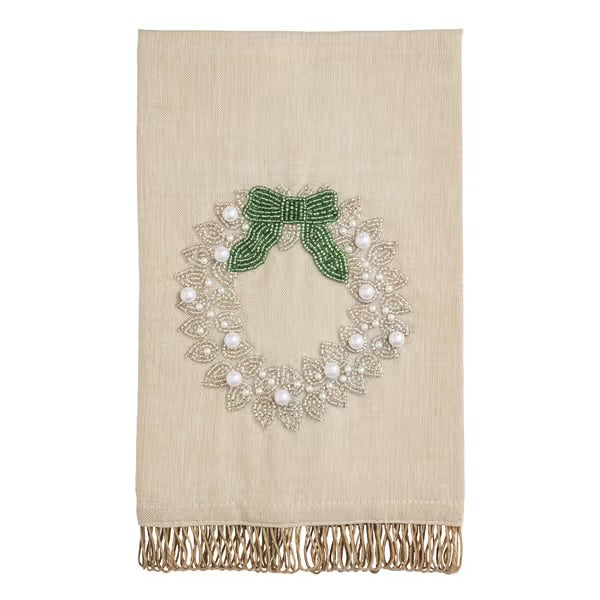 White Christmas Beaded Towels