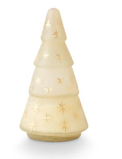 Winter White Frosted Star Glass Tree Candle