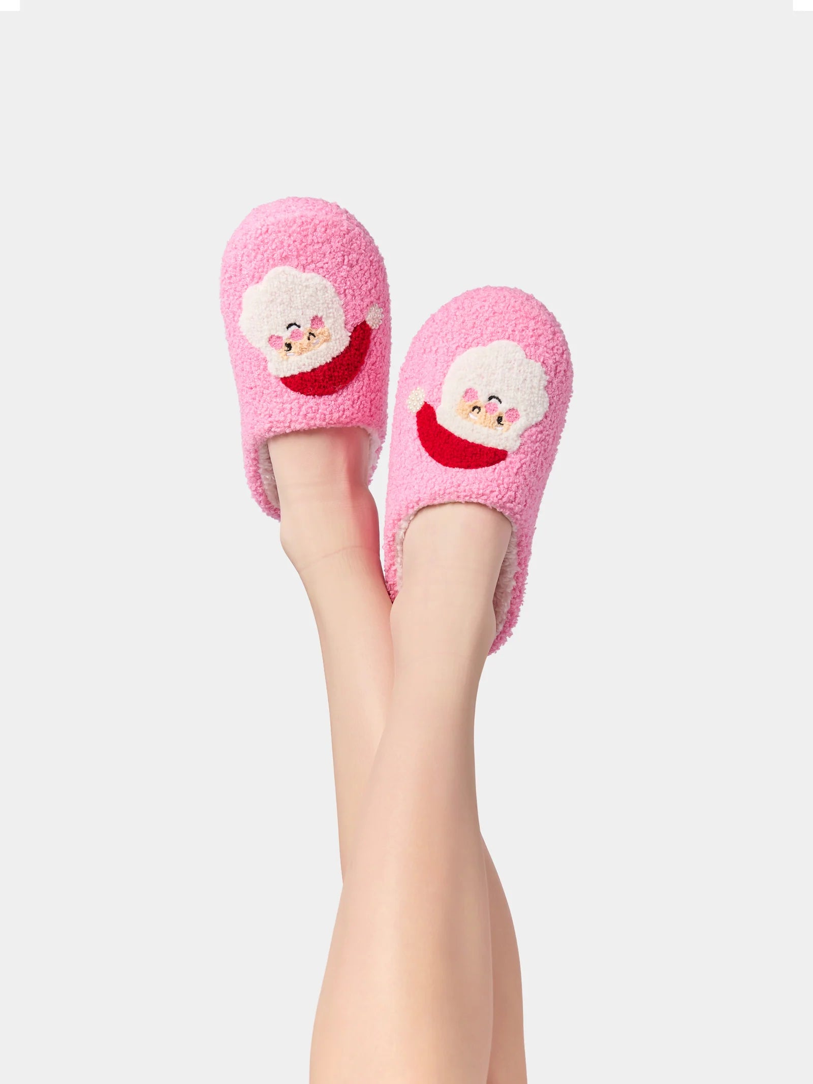 "Jolly Santa" Striped Slippers - Pink