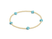 Signature Cross Small Gold Pattern 2mm Bead Bracelet - Emerald