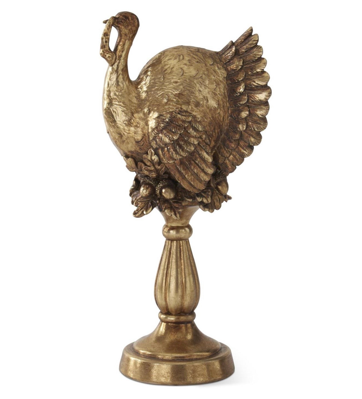 Gold Resin Turkey on Pedestal