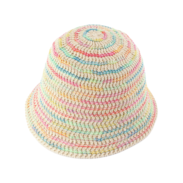 Rainbow Bucket Hat - Light Beige