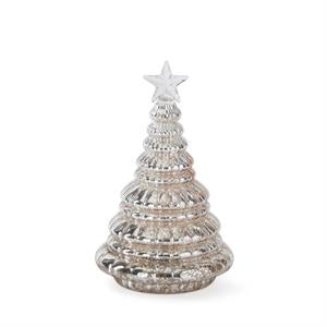 SILVER MERCURY GLASS LED STAR TOPPED CHRISTMAS TREES