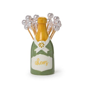 Champagne Bottle Pick Holder With Pearl Cocktail Picks