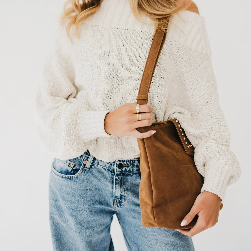 Rosemary Suede Bucket Bag / Camel