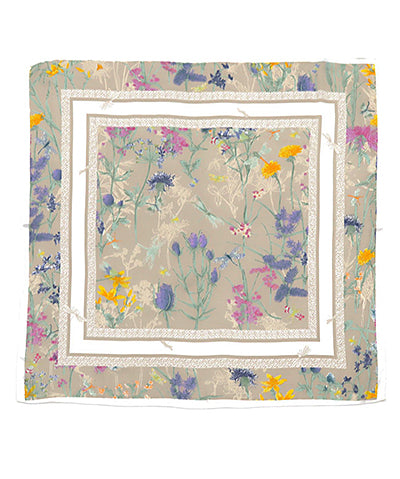 Floral & Dragonfly Print Silky Bandana Scarf