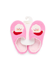"Jolly Santa" Striped Slippers - Pink