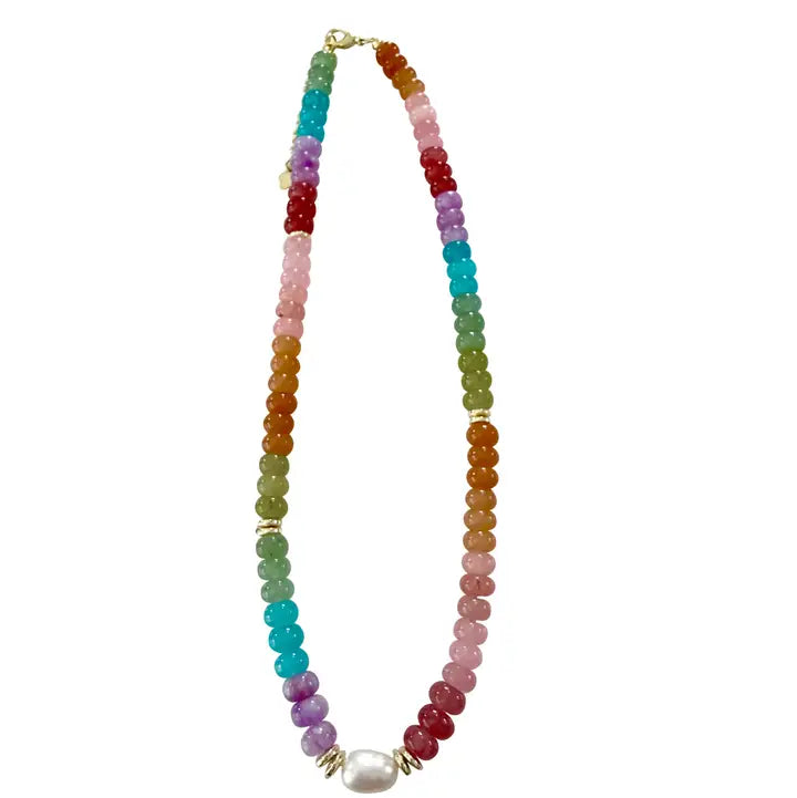 Karla Beaded Pearl Necklace - Rainbow
