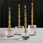 Lumière Twist Formal Taper Candles Set of 2- Gold