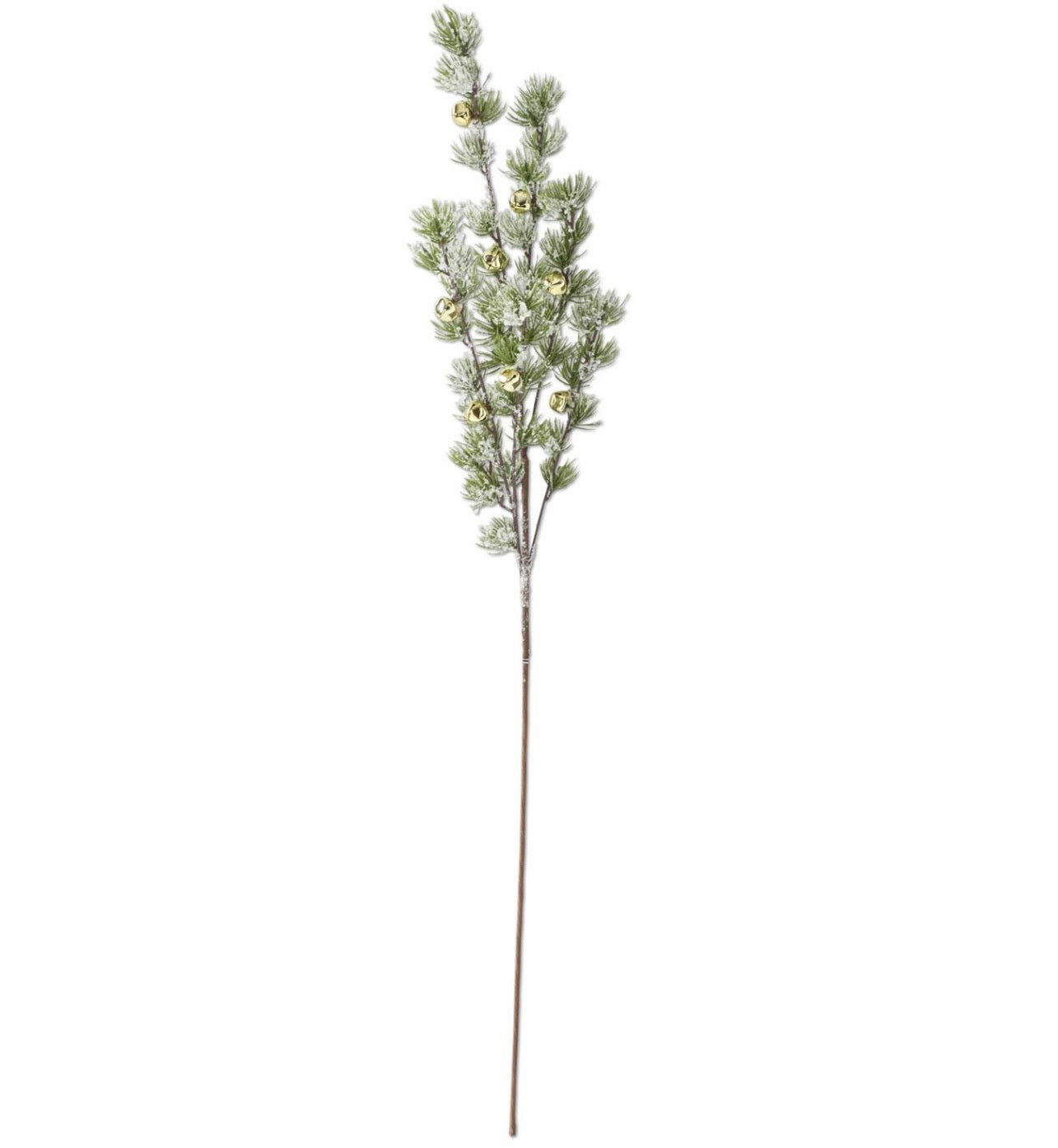 37.5 Inch Snowy Pine Stem with Gold Bells
