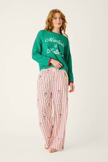 PJ Salvage- Martinis & Mistletoe Cocktail Print Flannel Pajama Pants