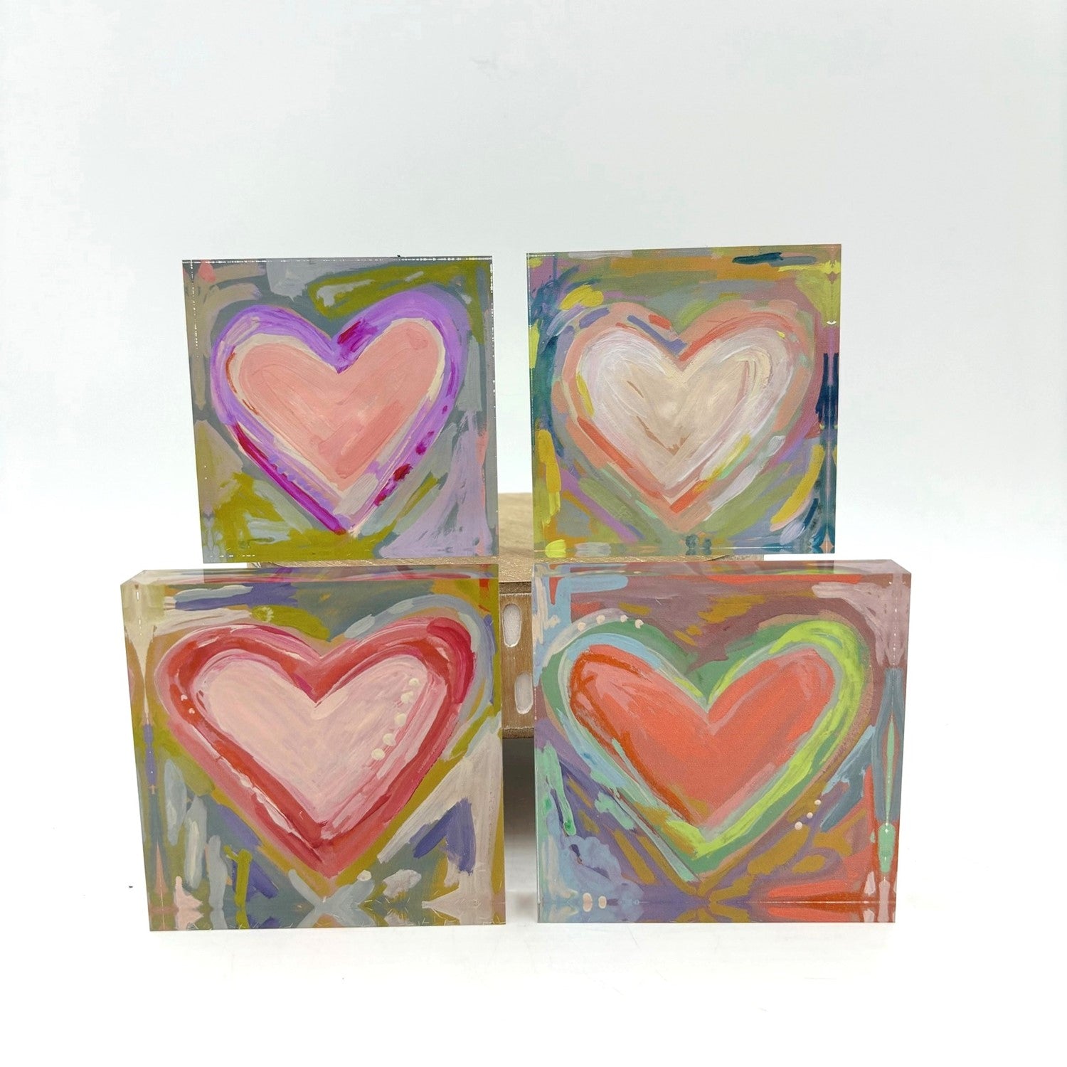 Acrylic Heart Block - 4 Assorted Styles