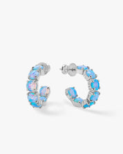 Oh She Fancy .75 Blue Opal Hoops - Silver