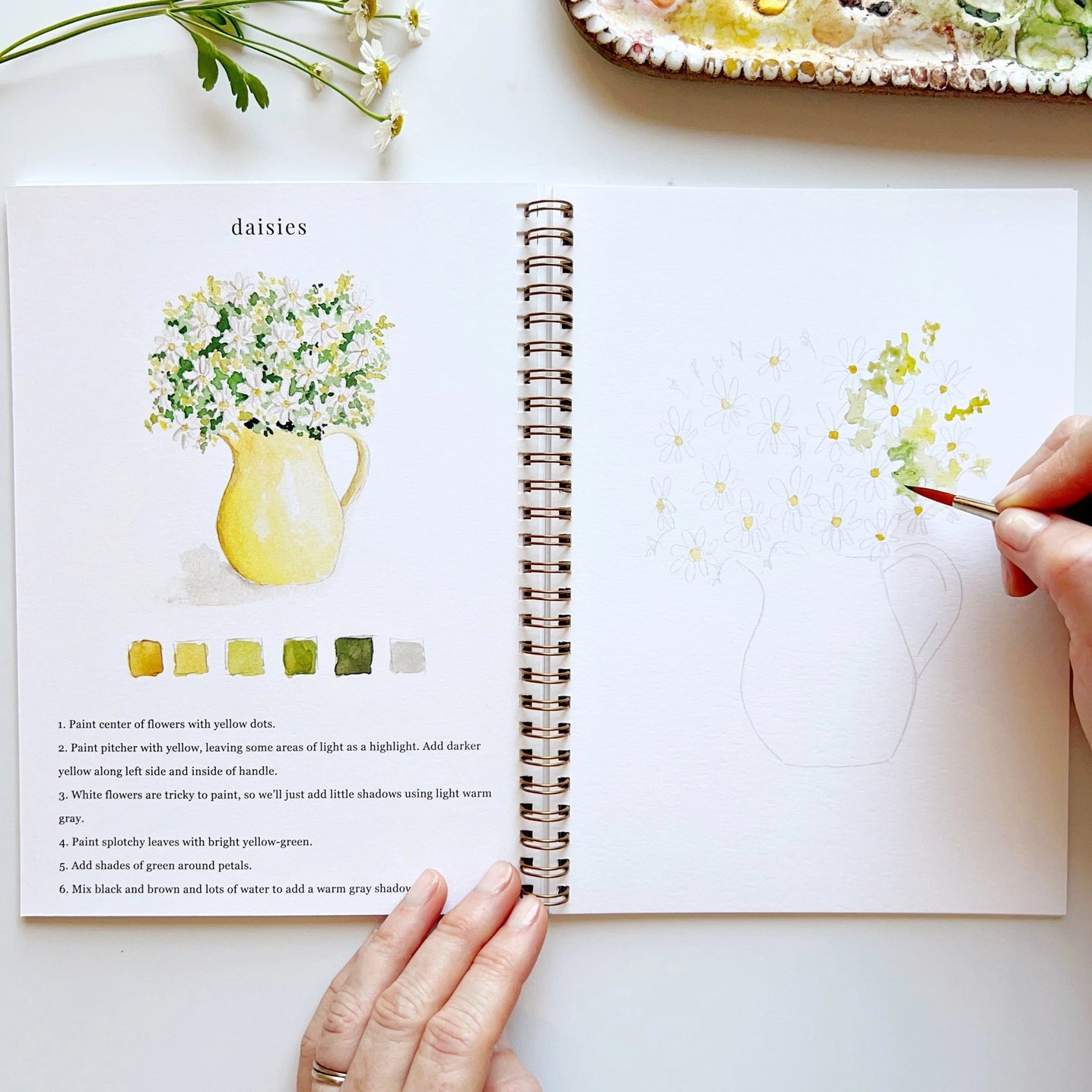 Flowers Watercolor Workbook With Watercolor Paint Set