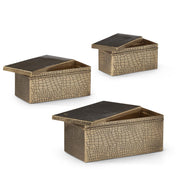 Metal Alligator Skin Embossed Lidded Boxes