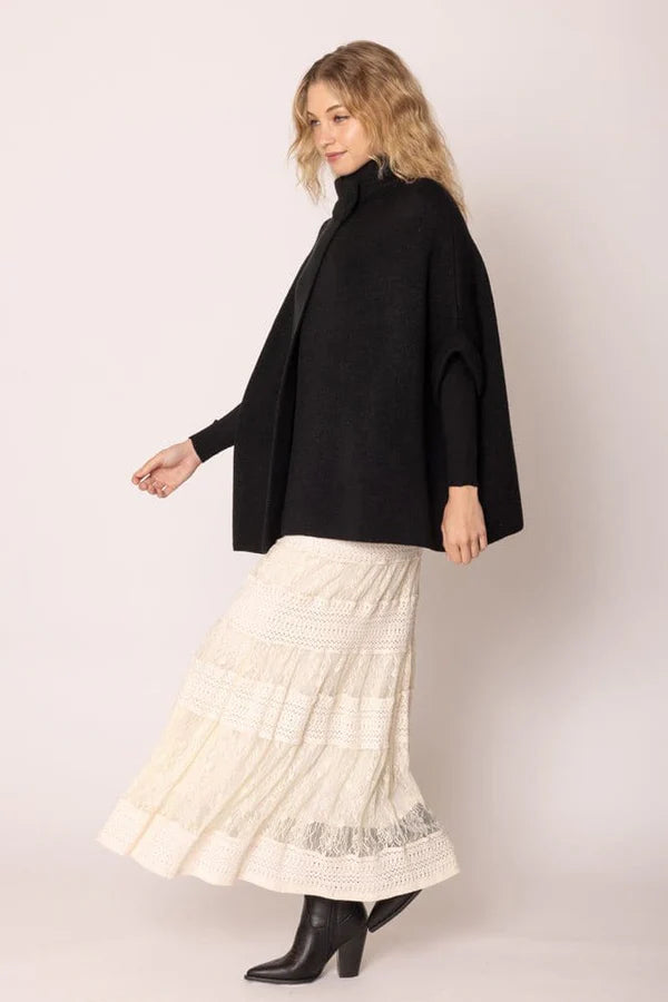 Button Neck Cardigan / Black