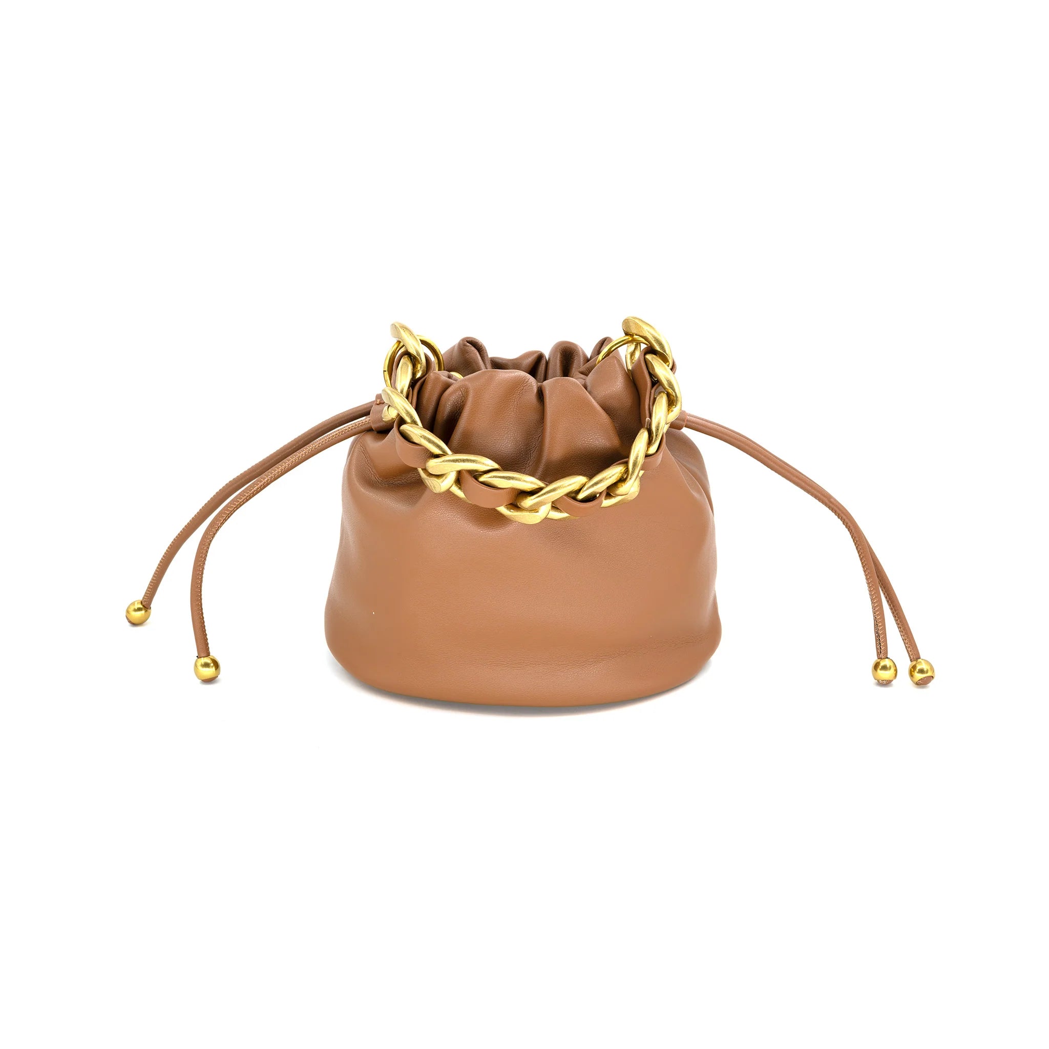 Chainlink Handle Bucket Sling Bag- Chocolate