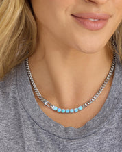 Baby Julian Loves Opals Necklace Silver 16” - Blue Opal