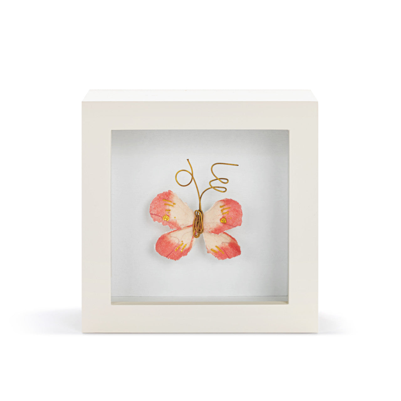 Butterfly Shadow Box 4in- Loved So Much- Coral
