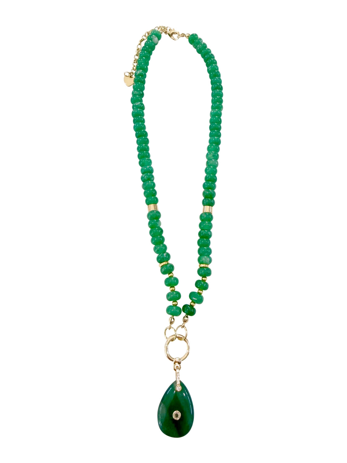 Bagley Beaded Gemstone Charm Necklace - Green