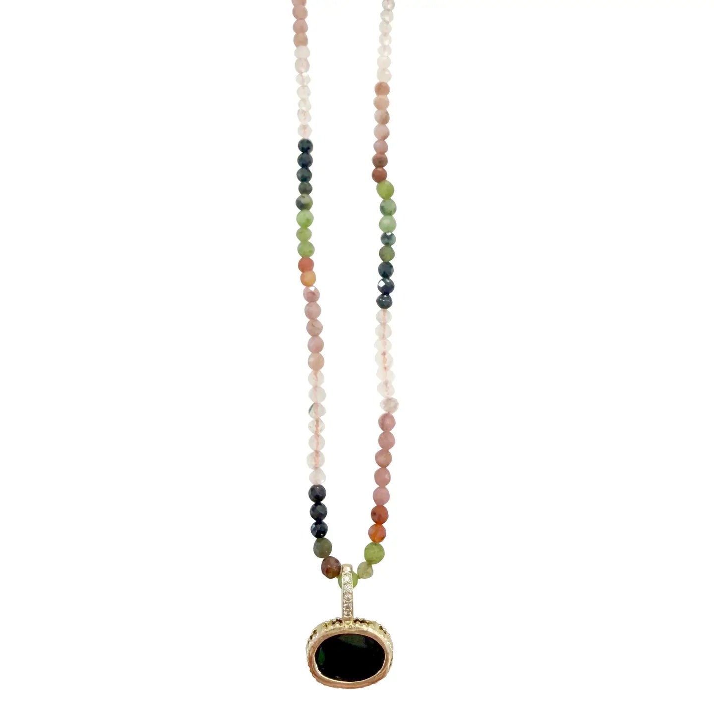 Tyson Beaded Necklace with Charm - Black