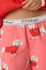 PJ Salvage- Dachshund Print Flannel Pajama Pants