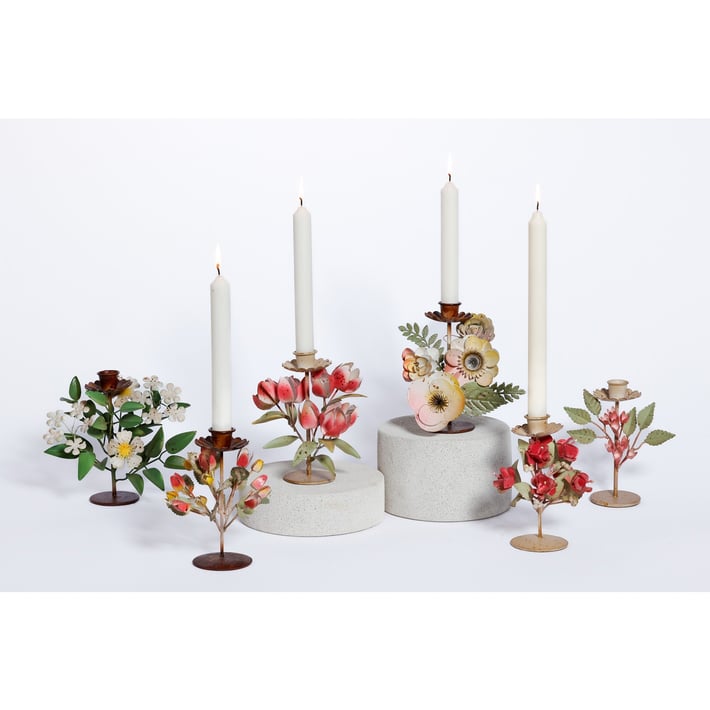 Metal Floral Candle Holder