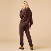 DreamTech Zip Mock Neck with Pant - Espresso