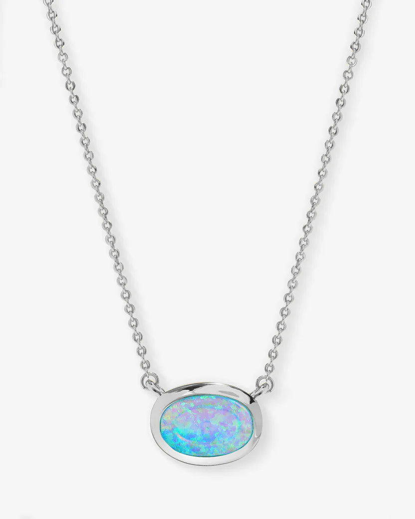 She's a Boss Pendant Silver Necklace - Blue Opal