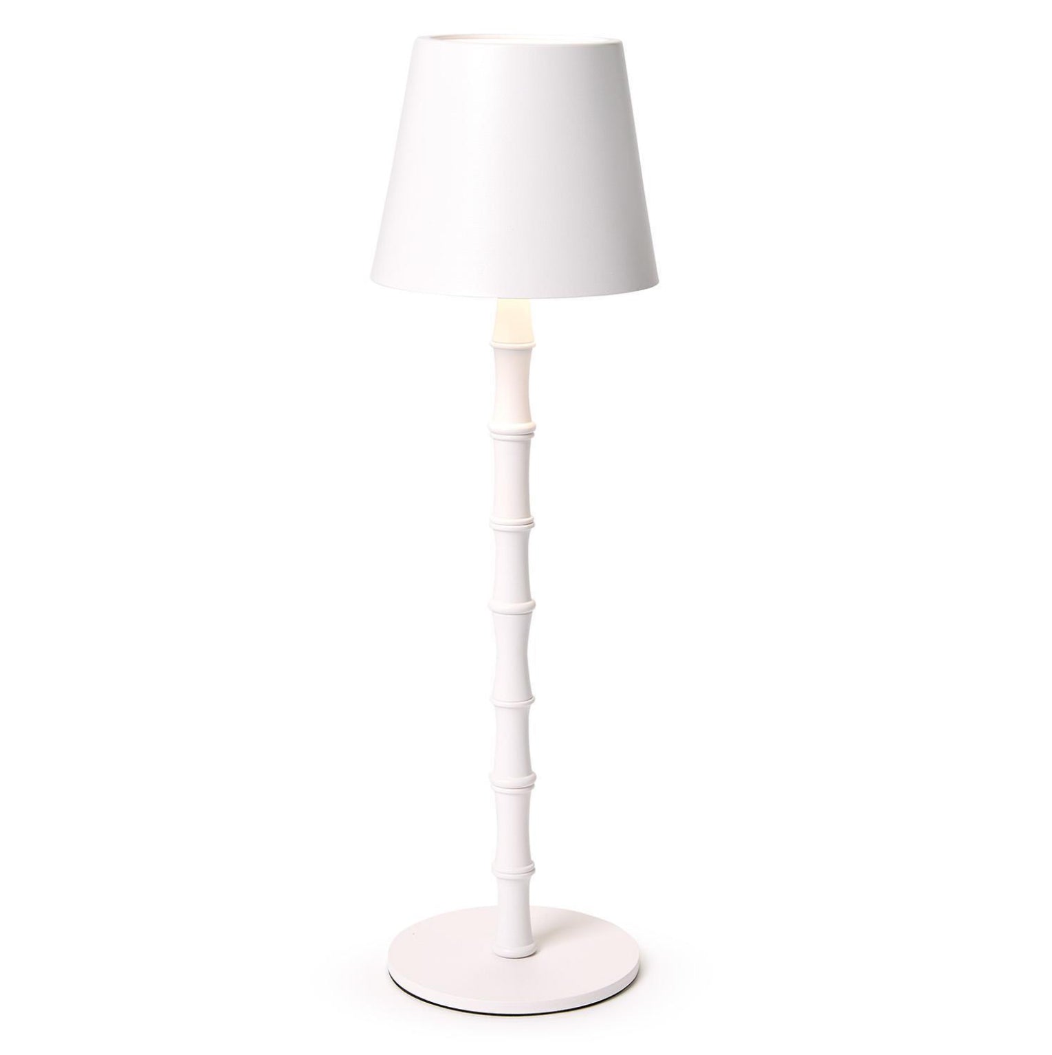 Portable Cordless Bamboo Table Lamp - White