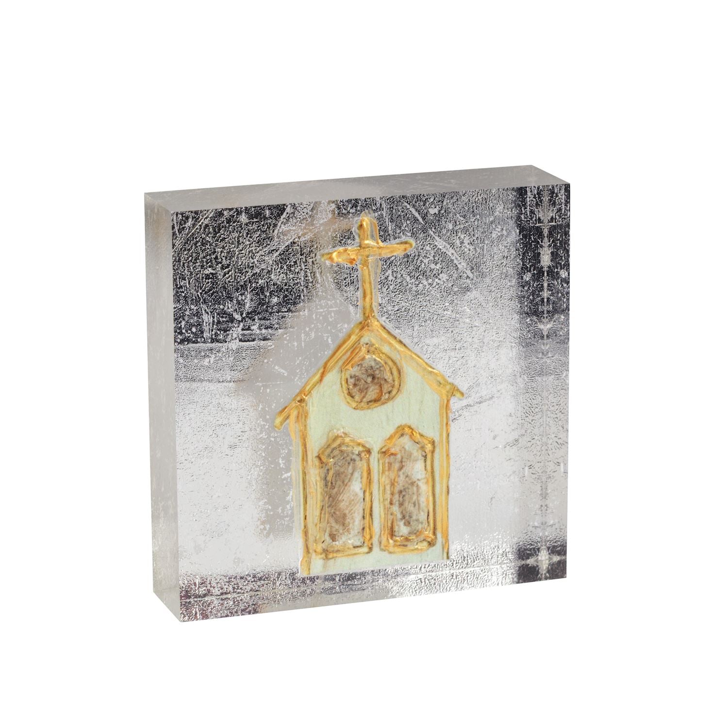 Church Acrylic Gold & Silver Plaque