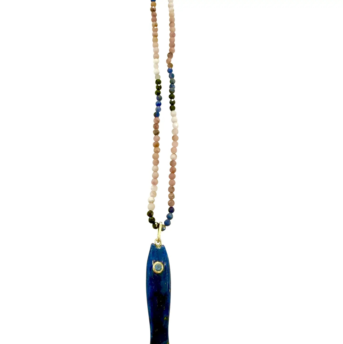 Seth Beaded Necklace with Fish Charm - Blue