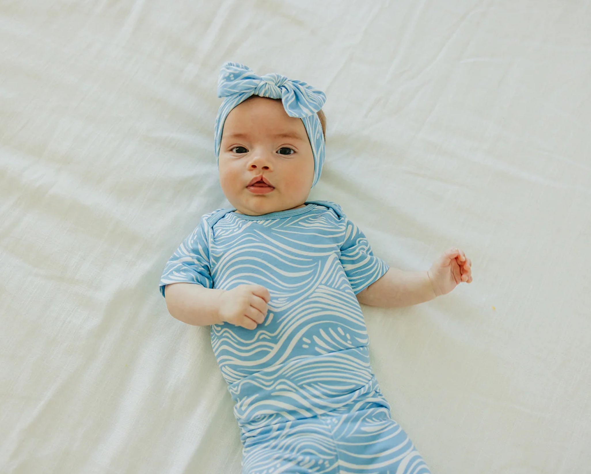 Knit Headband Bow- Surf