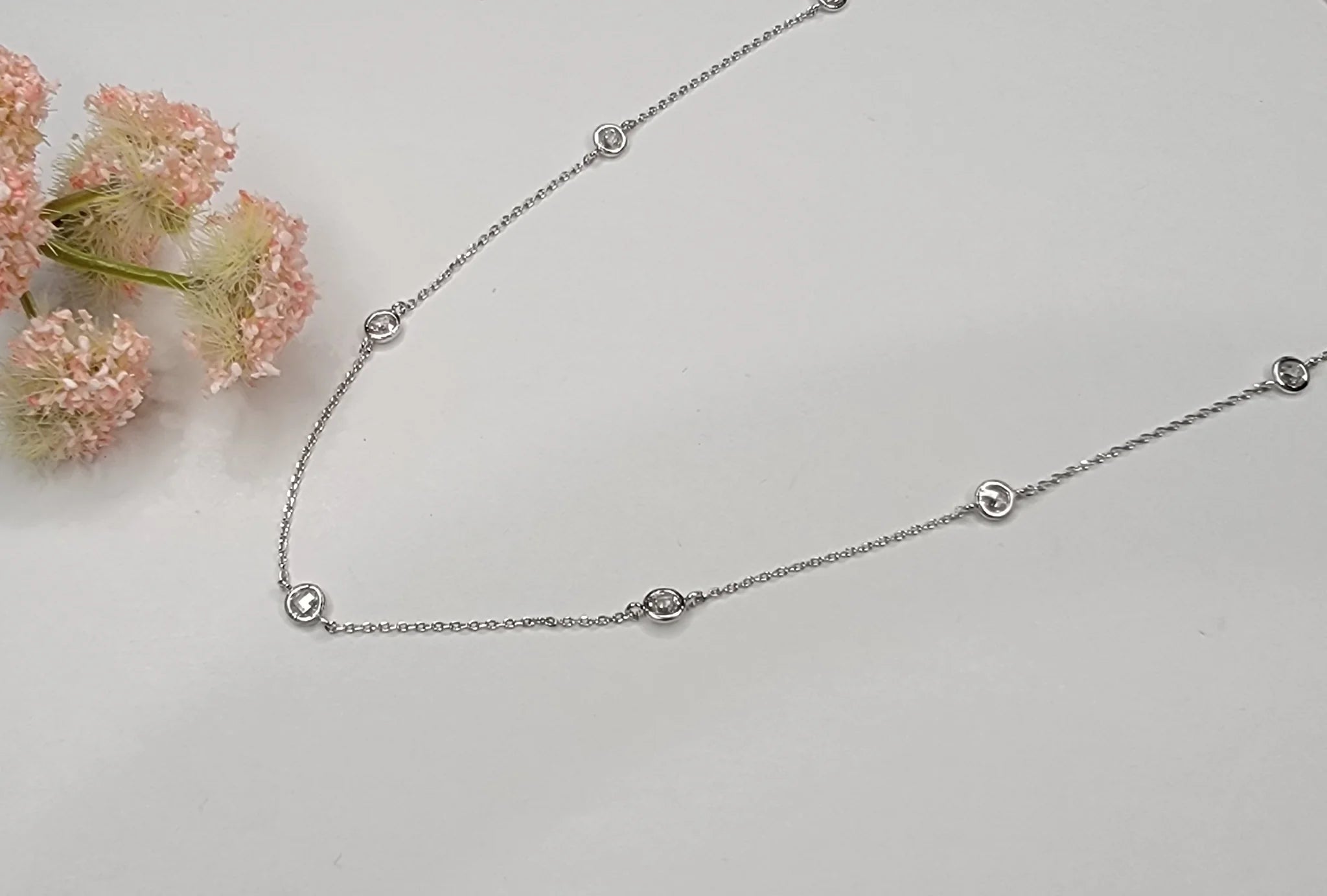 Log CZ Crystal Necklace- Silver