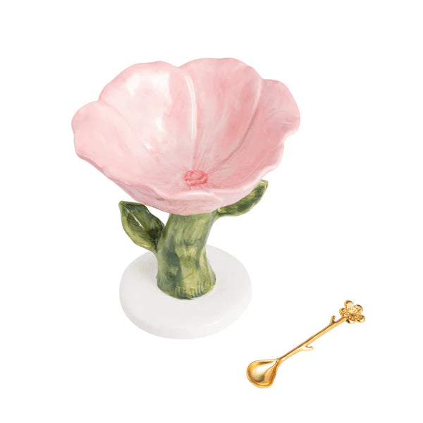 Pink Flower Pedestal Candy Dish
