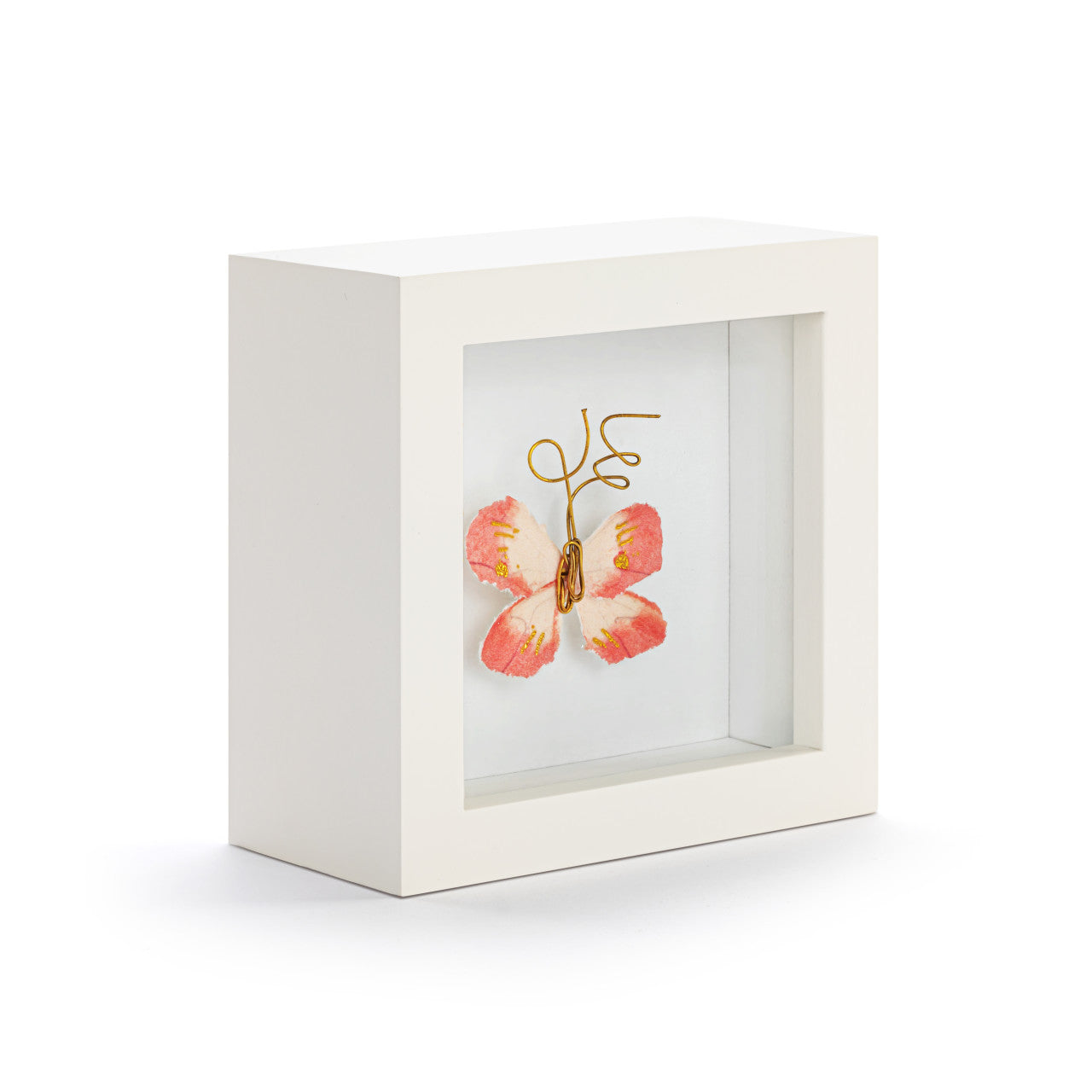 Butterfly Shadow Box 4in- Loved So Much- Coral