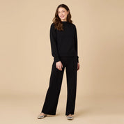 DreamTech Boat Neck with Pintuck Pant - Black