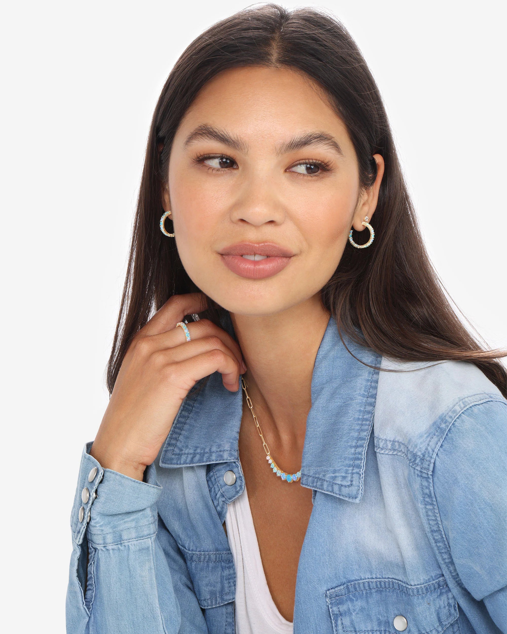 Heiress Ombré Hoops .75" Blue Opal