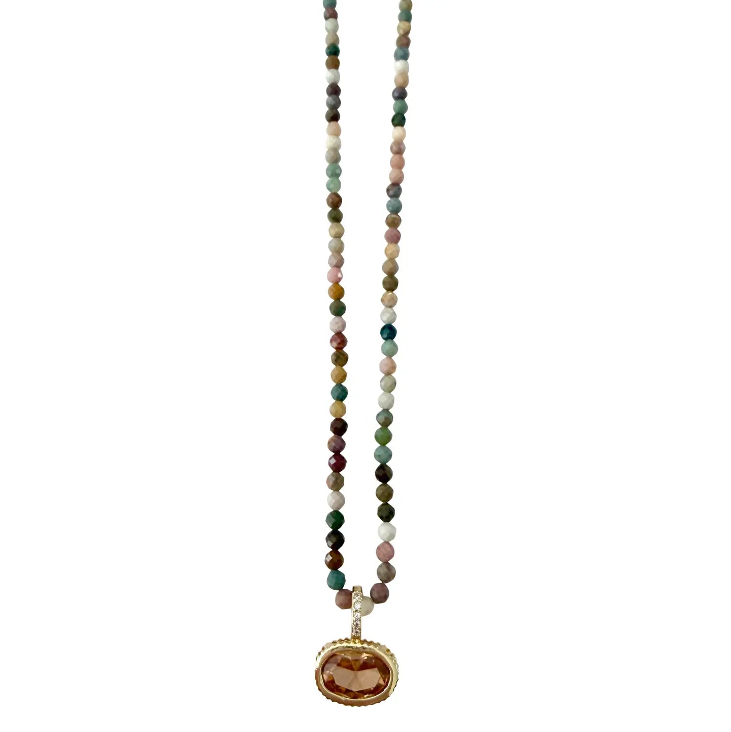 Bella Beaded Necklace with Charm - Multi