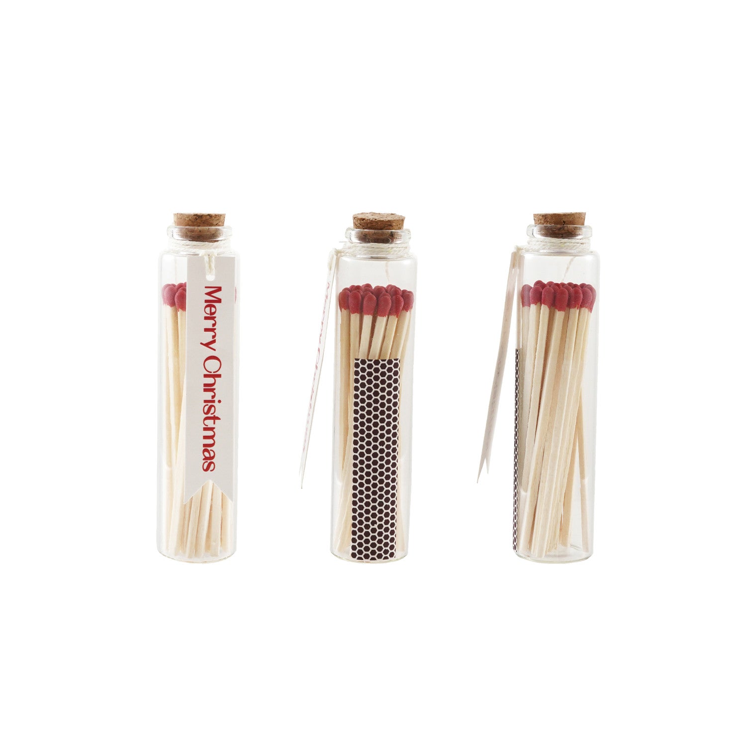 Glass Bottle Match Holder - Merry Christmas