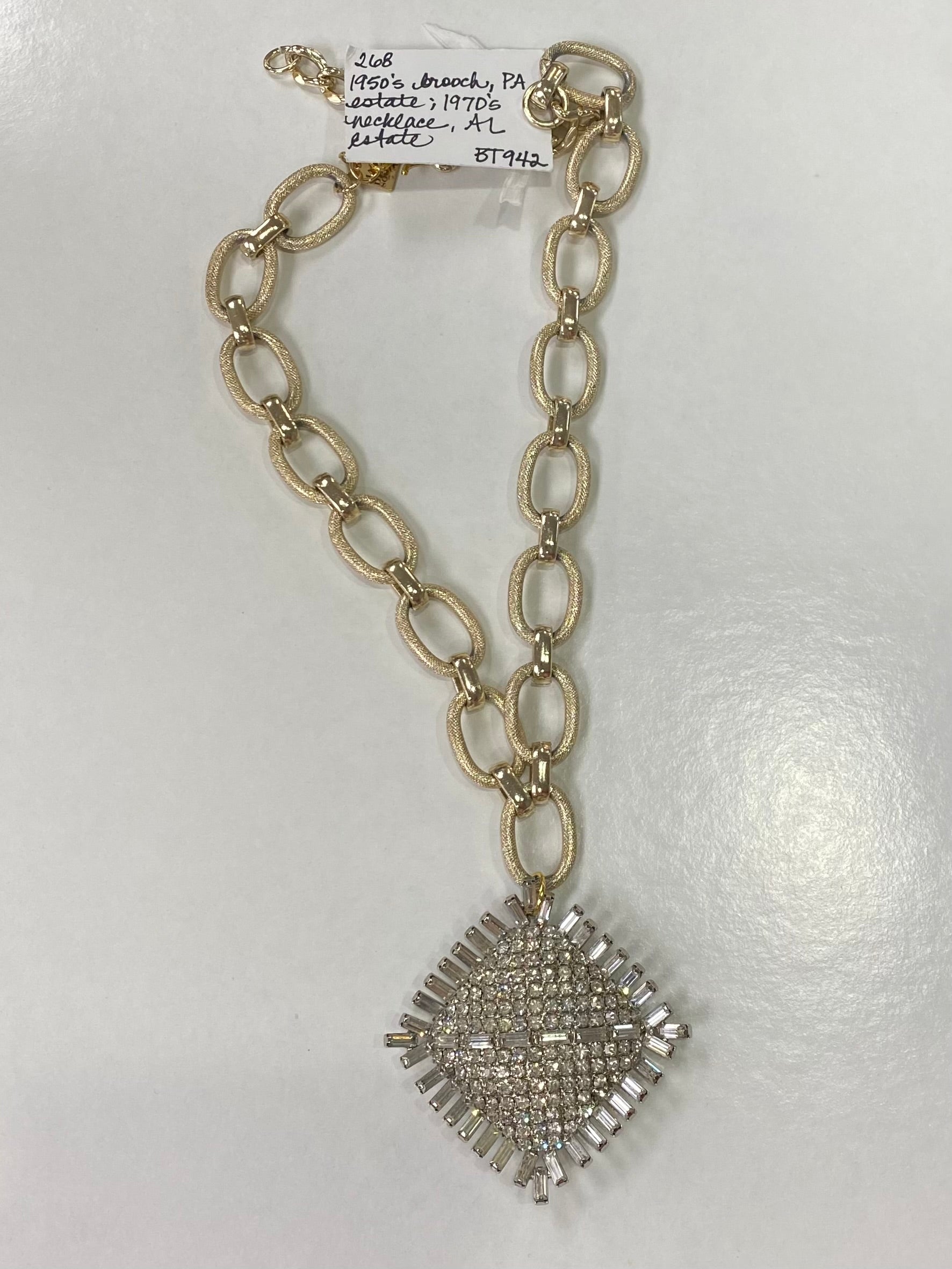Rhinestone Brooch Necklace