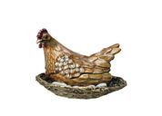 Enameled Metal Hen On Nest Shaped Trinket Box w/ Jewels