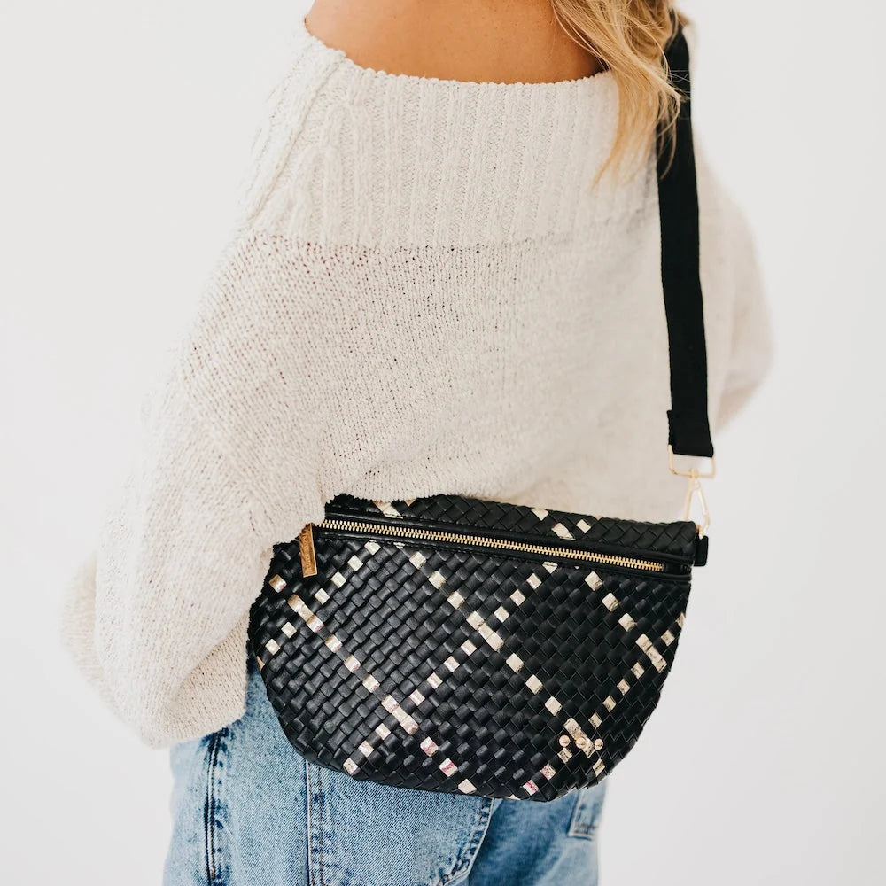 Westlyn Woven Bum Bag / Gold Metallic Diamond Black