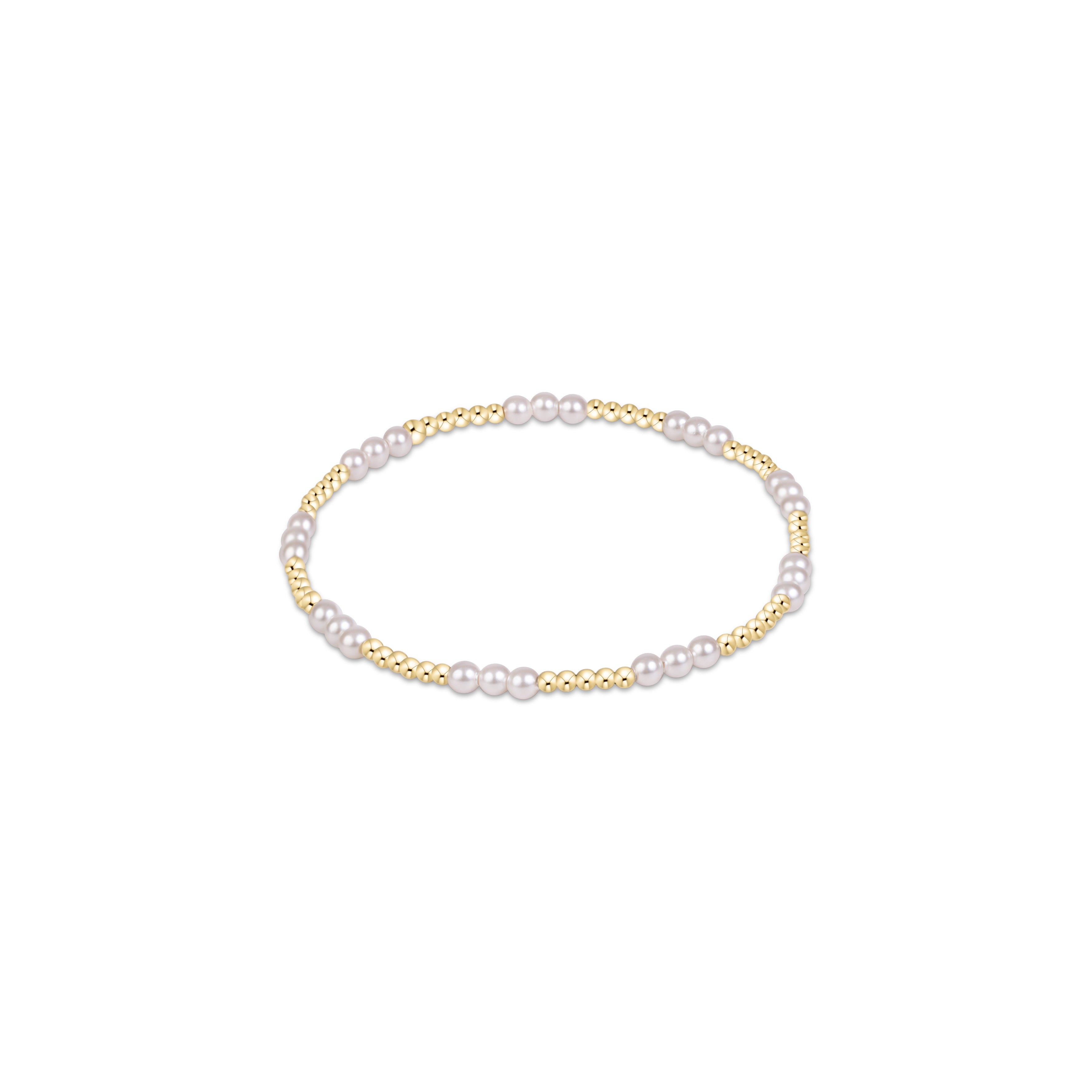 Joy Pattern 3mm Bead Bracelet- Pearl