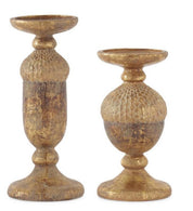 Gold & Bronze Textured Resin Acorn Candleholderd