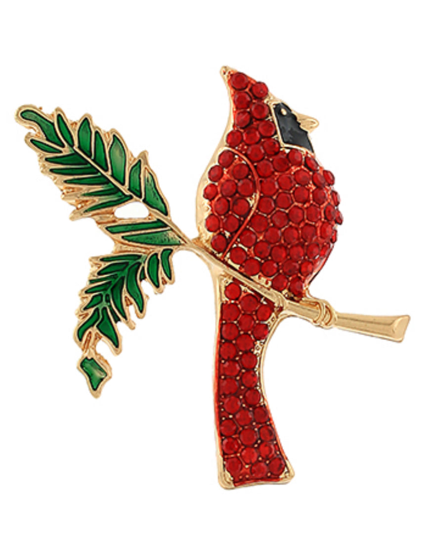 Cardinal Christmas Brooch