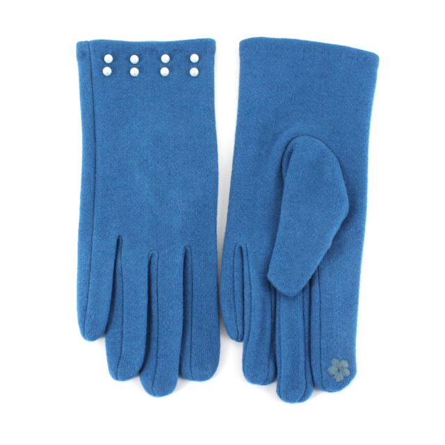 Gloves With Pearl Cuffs - Blue