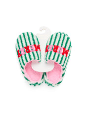 "Merry" Striped Slippers - Green