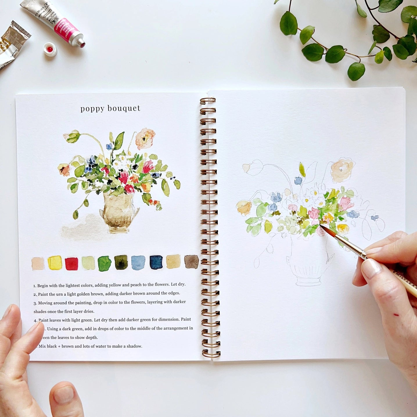 Bouquets Watercolor Workbook With Watercolor Paint Set