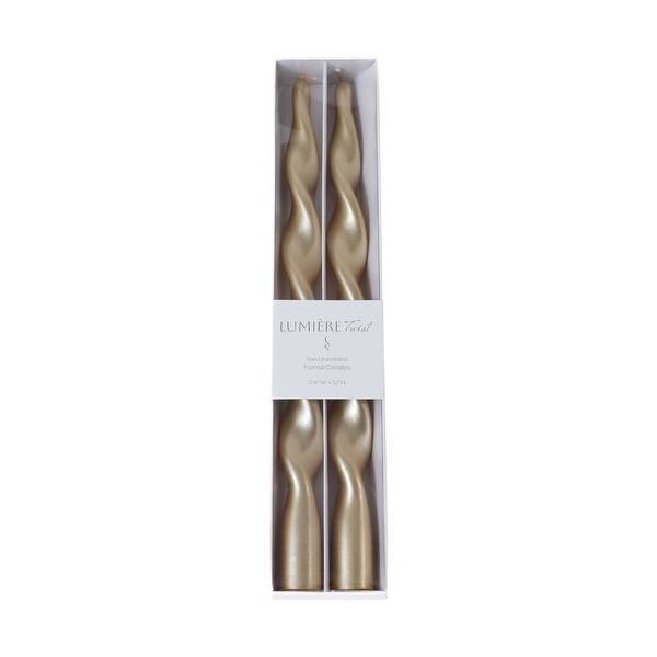 Lumière Twist Formal Taper Candles Set of 2- Gold